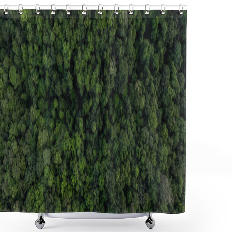 Personality  Aerial Top View Green Forest Tree Texture And Background, Natural Green Forest Tree Background, Tropical Rainforest Tree Ecosystem Environment, Texture And Background Of Green Tree Forest. Shower Curtains