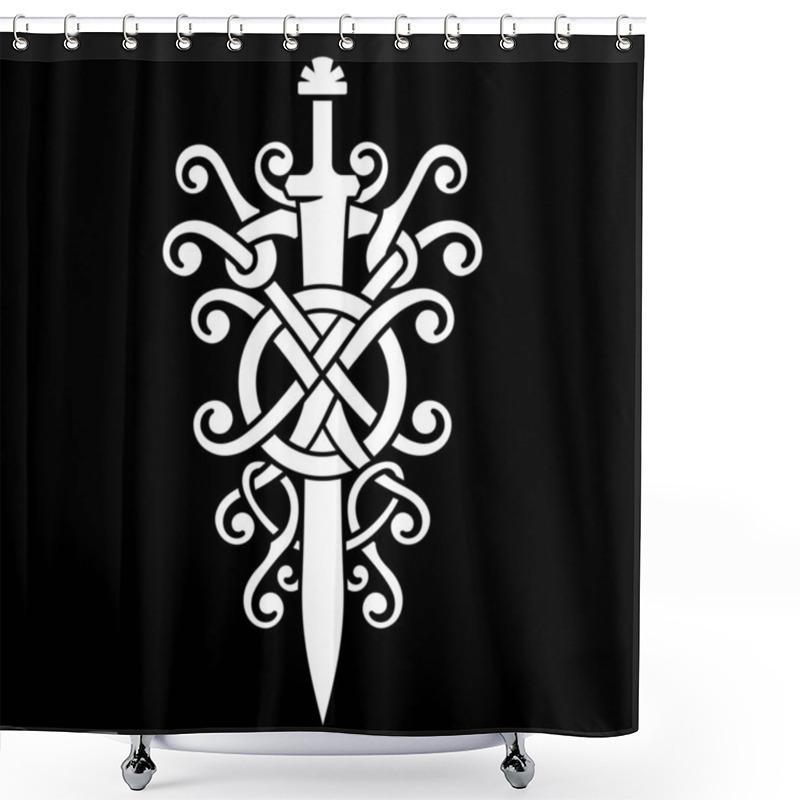 Personality  Old Norse, Viking Design. The Sword Of The Viking And Norse Pattern Shower Curtains