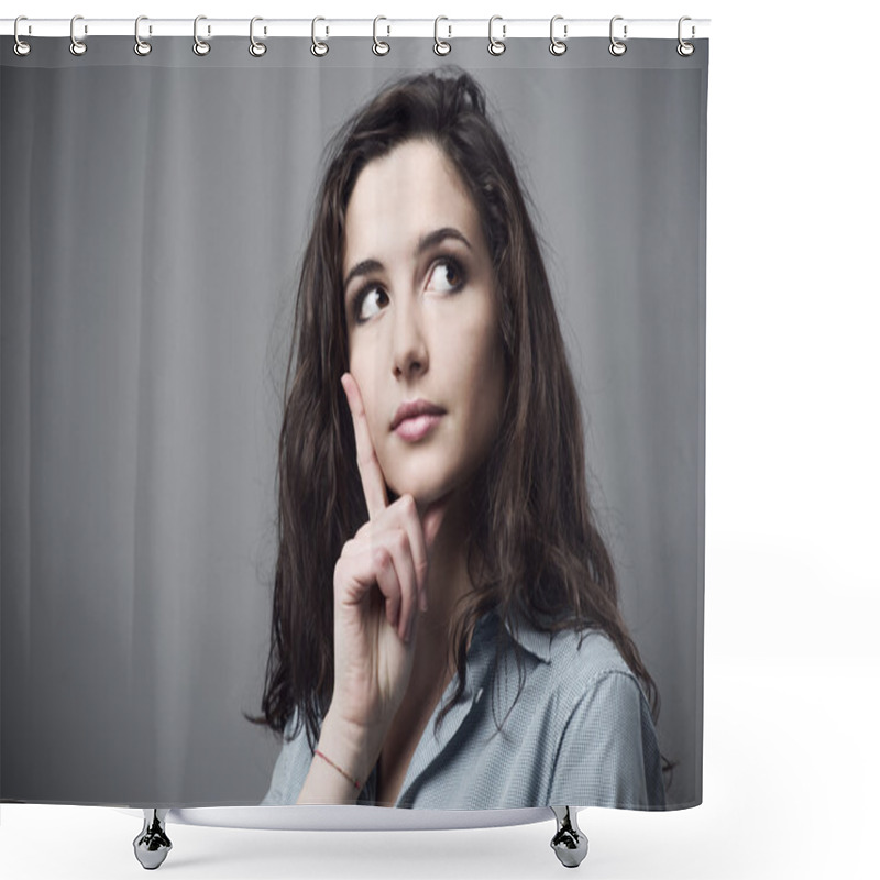 Personality  Woman Thinking And Making Plans Shower Curtains