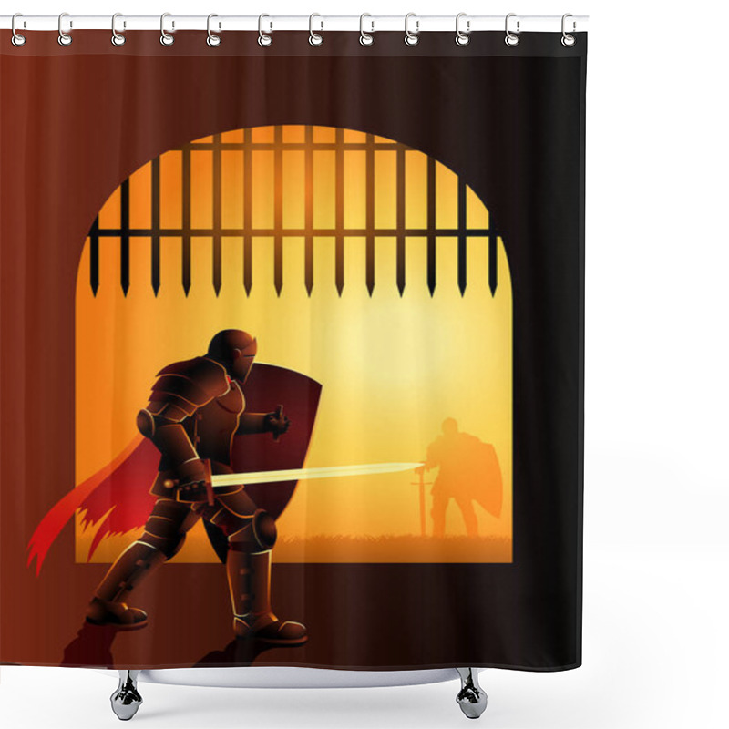 Personality  Knight Waiting By The Front Gate For A Duel Shower Curtains