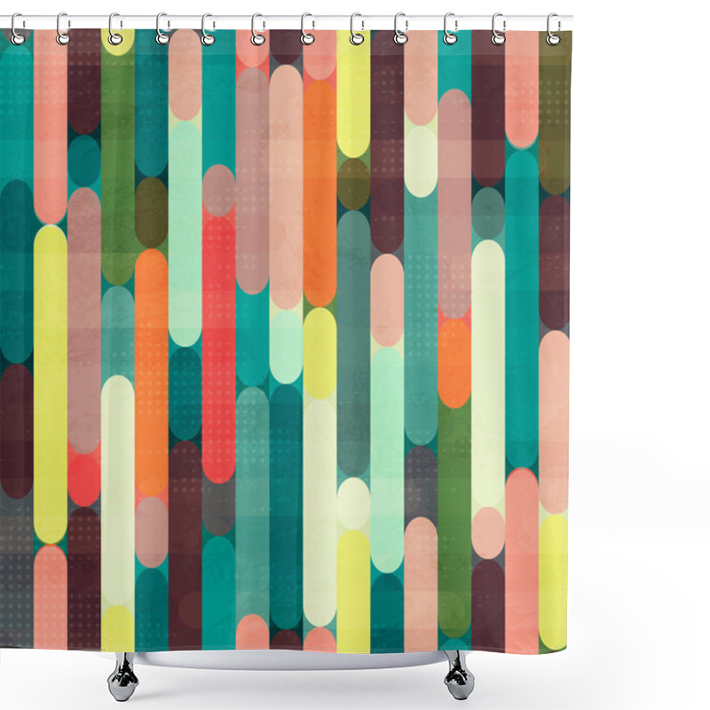 Personality  Retro Stripe Seamless Pattern With Grunge Effect Shower Curtains