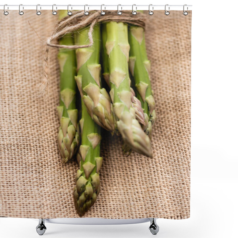 Personality  Bundle Of Fresh Green Asparagus On Burlap Shower Curtains