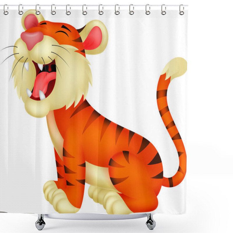 Personality  Tiger Cartoon Roaring Shower Curtains