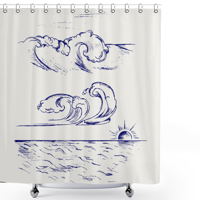 Personality  Beautiful Ocean Wave Shower Curtains