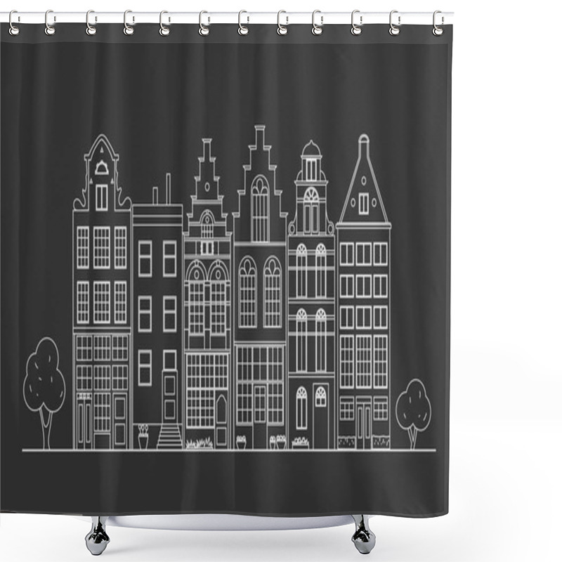 Personality  Ancient Buildings Of The Netherlands Executed Linearly. Architectural Sights Shower Curtains