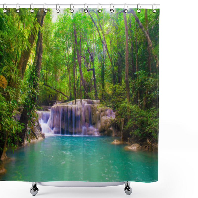 Personality  Water Fall In Spring Season Located In Deep Rain Forest Jungle Shower Curtains