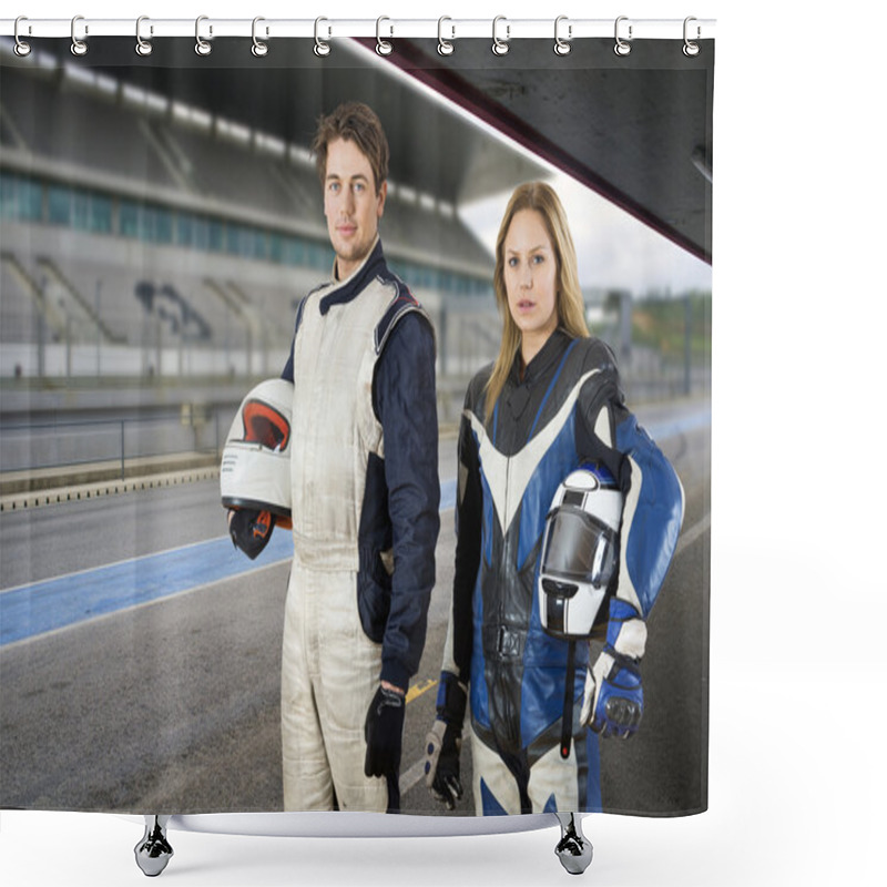 Personality  Drivers In The Pit Lane Shower Curtains