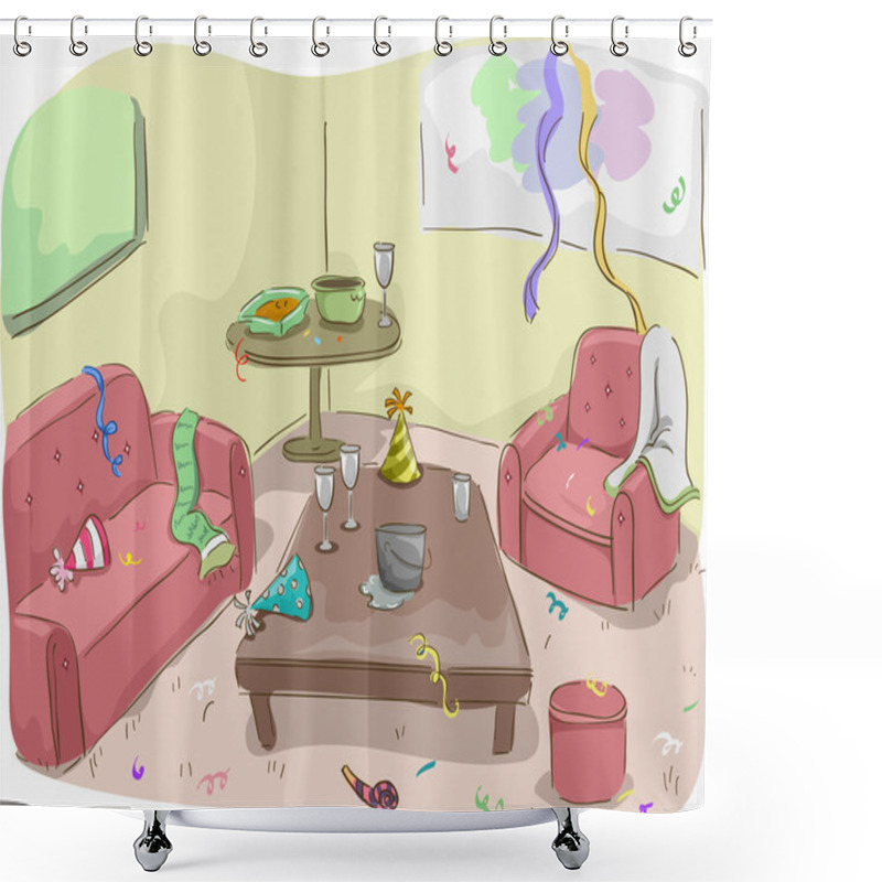 Personality  House After A Party Shower Curtains