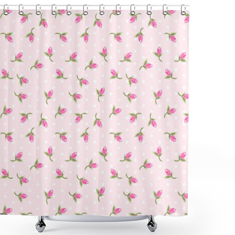 Personality  Shabby Chic Pattern With Cute Tiny Rosebuds Shower Curtains