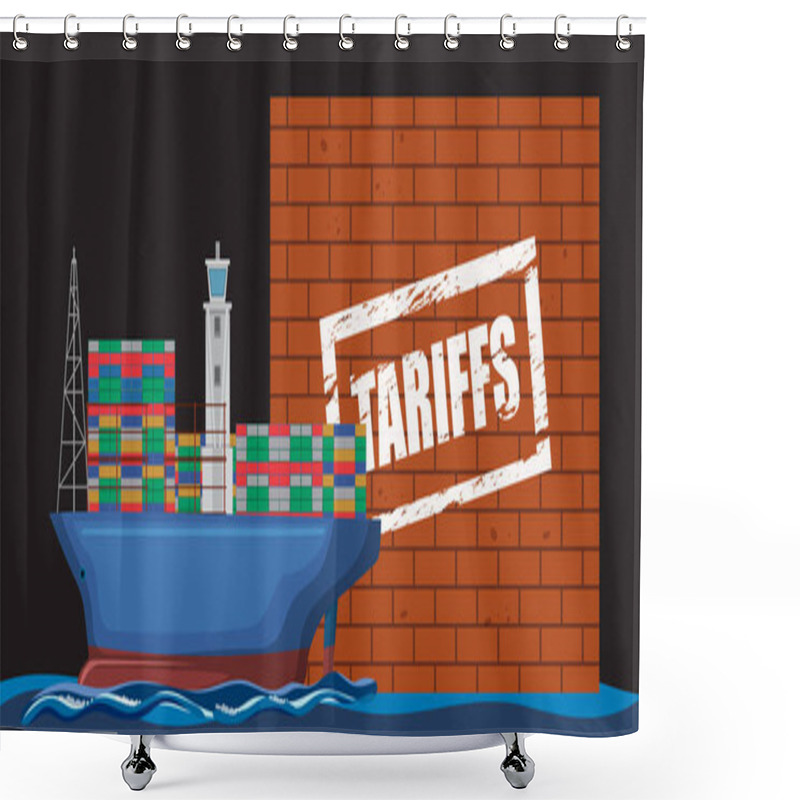 Personality  Illustration Of A Ship Facing Tariff Wall Shower Curtains