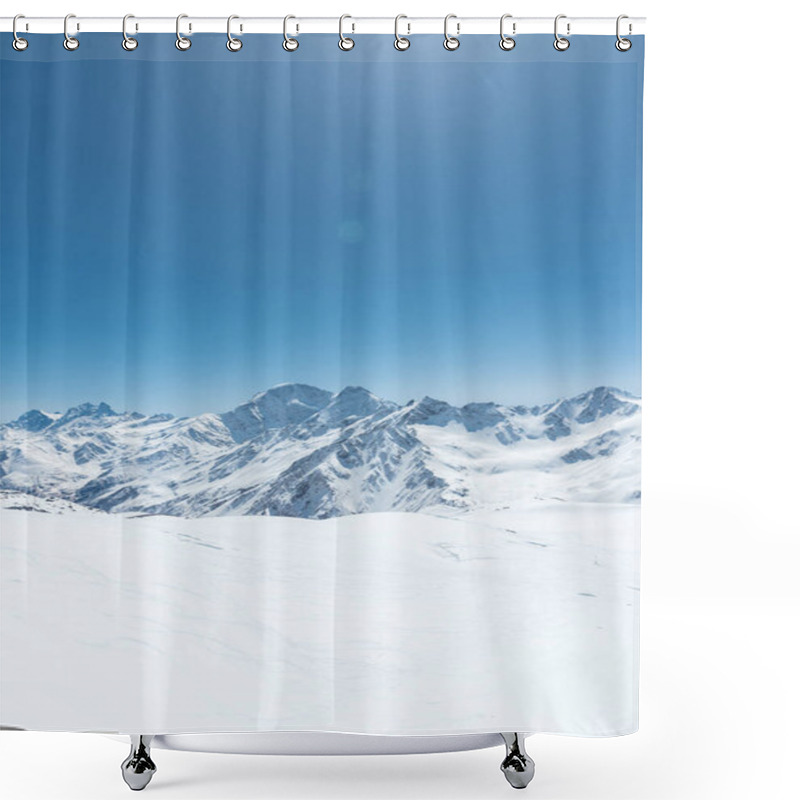 Personality  Winter Snow Covered Mountain Peaks In Caucasus. Great Place For Winter Sports Shower Curtains