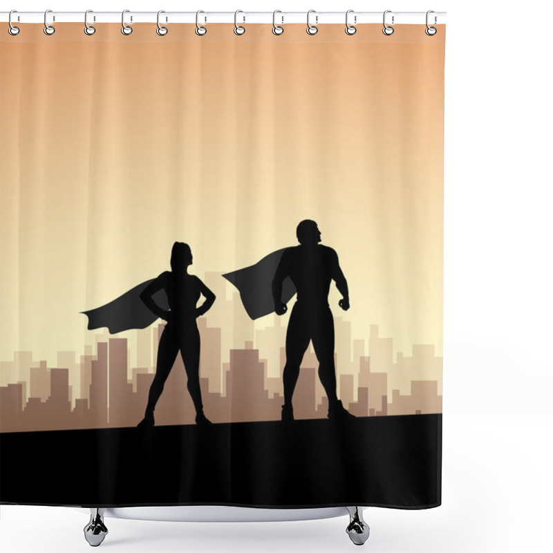 Personality  Super Hero In City Shower Curtains