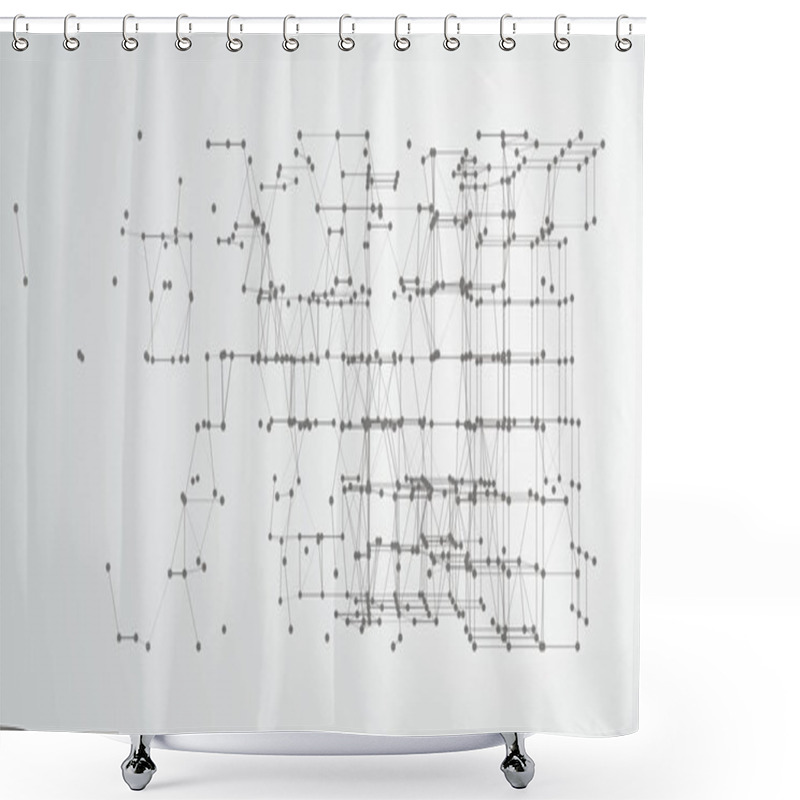 Personality  Cubes With Connected Dots.  Shower Curtains