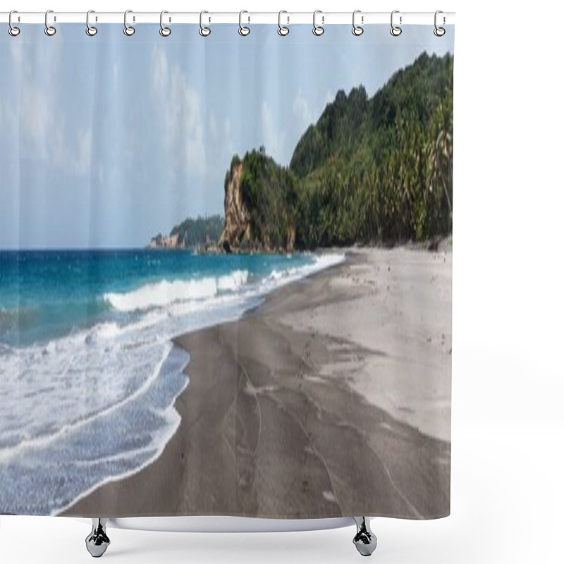 Personality  Tropical Beach With Name - Beach Number 1 On The Island Of Dominica Shower Curtains