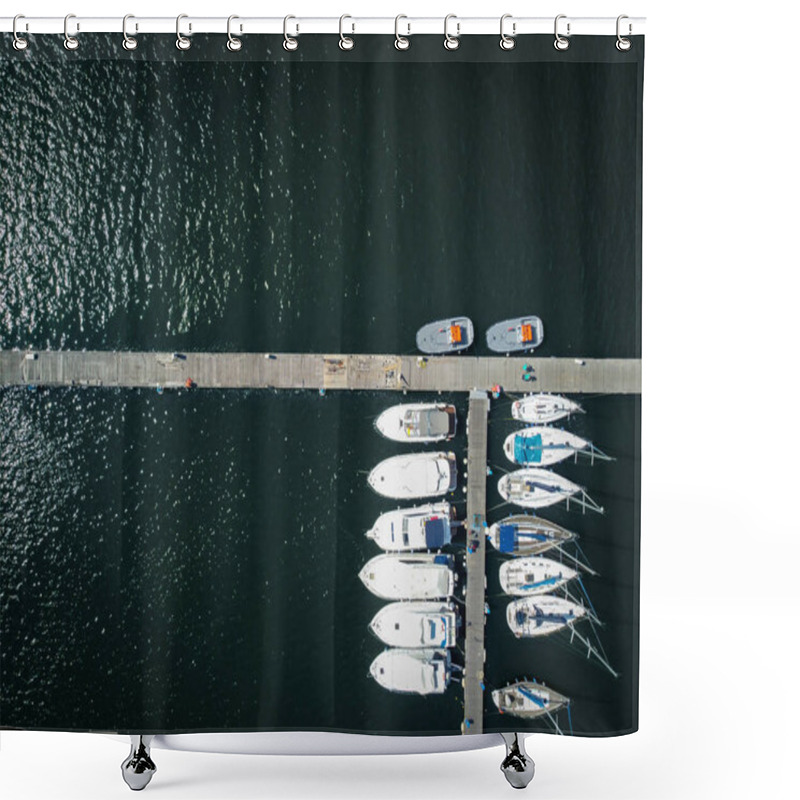 Personality  Boats Docked Near The Italian City Of Viareggion Shower Curtains