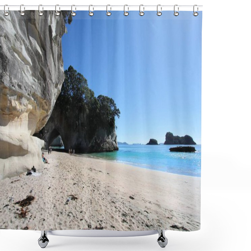 Personality  Coromandel Landscape In New Zealand. Cathedral Cove Beach. Shower Curtains