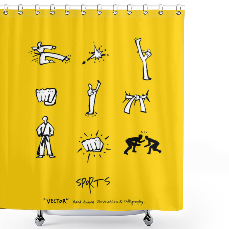 Personality  Sport Poster / Sketchy Leisure Illustration - Vector Shower Curtains