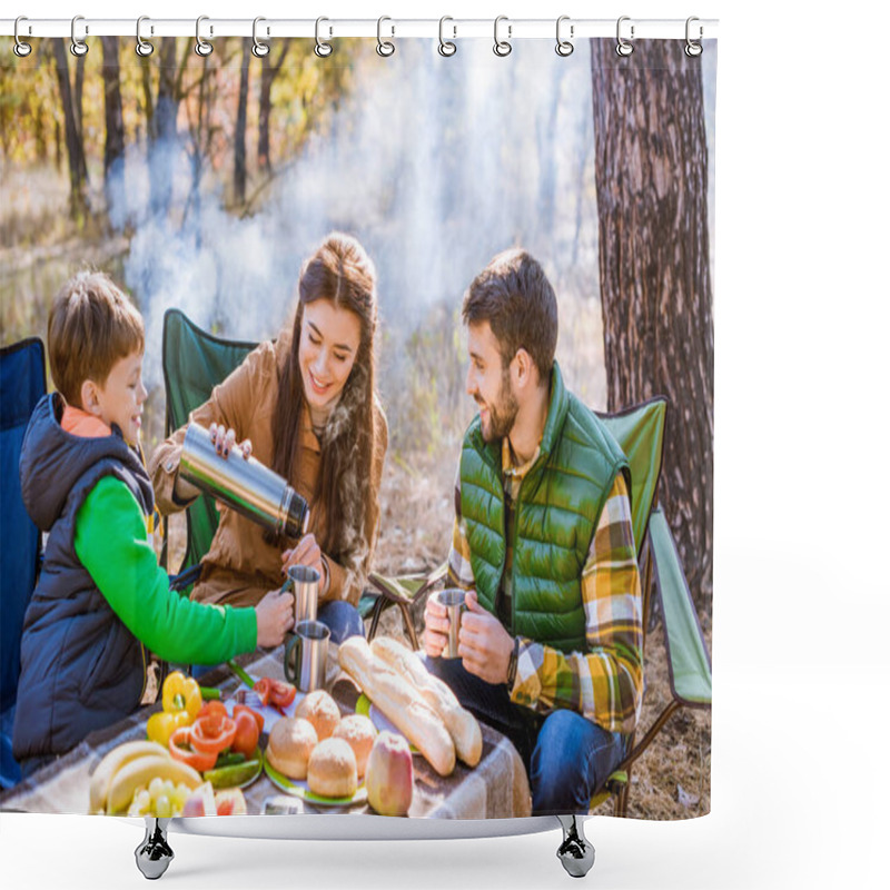 Personality  Happy Family On Picnic Shower Curtains