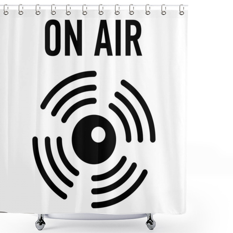 Personality  On Air Radio Icon, Simple Black Style Shower Curtains