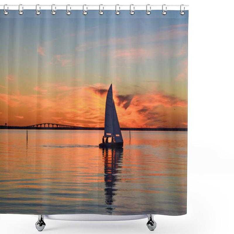 Personality  Sailing At Sunset Shower Curtains