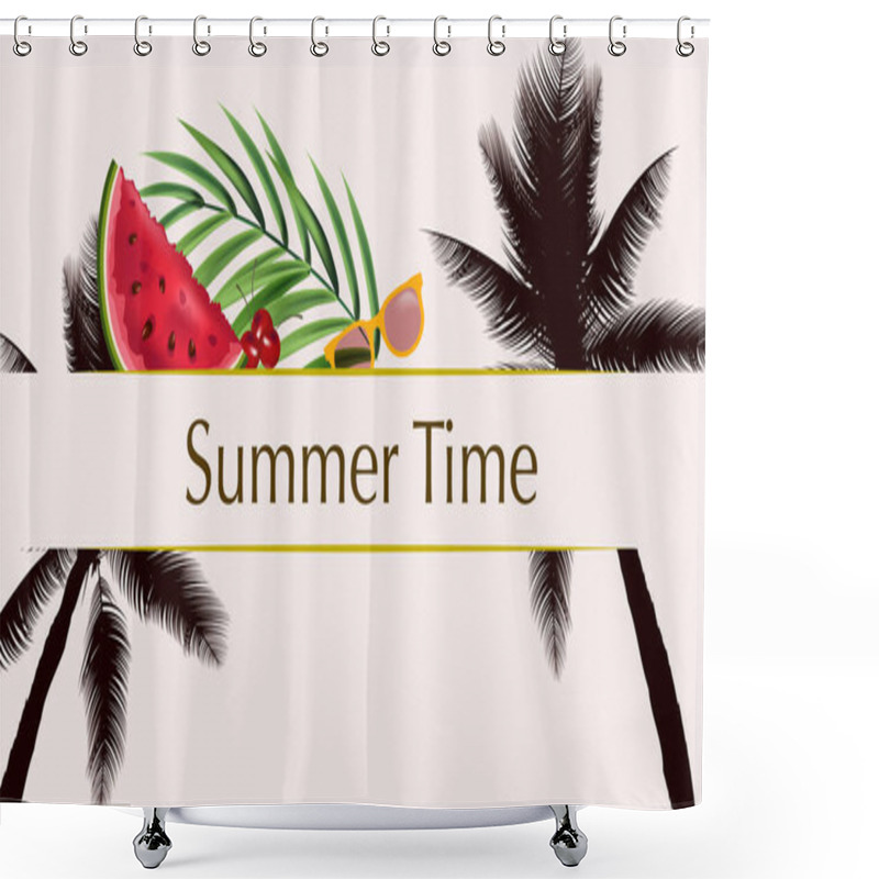 Personality  Summer Card Design. Exotic Tropic Palm Leaves. Invitation, Poster, Cover Template.  Shower Curtains