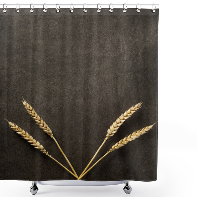 Personality  Ears Of Wheat On  Black Background Shower Curtains