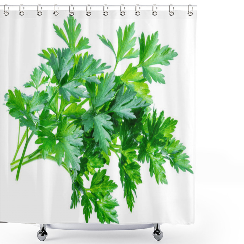 Personality  Bunch Of Parsley Herb Isolated On White Background. Shower Curtains