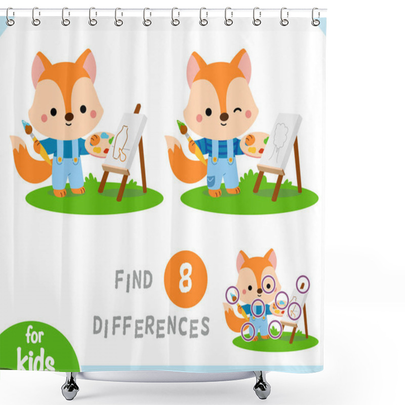 Personality  Find Differences Educational Game For Children, Cartoon Character Fox Artist Shower Curtains