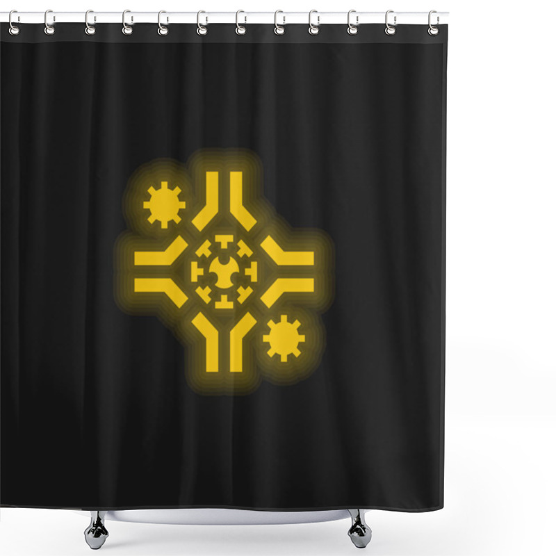 Personality  Antibody Yellow Glowing Neon Icon Shower Curtains