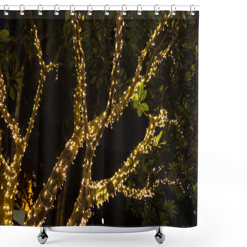 Personality  Decorative Outdoor String Lights Hanging On Tree In The Garden   Shower Curtains