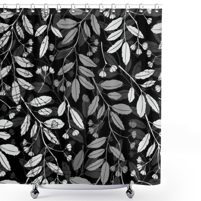 Personality  Seamless Monochrome Pattern With Branches Shower Curtains