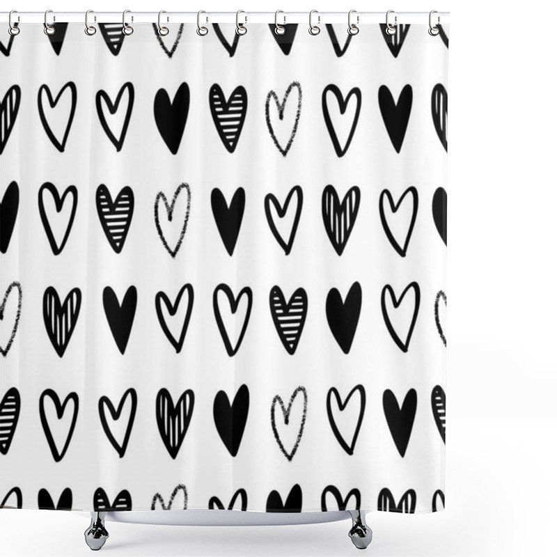 Personality  Vector Seamless Pattern Drawing Hearts. Perfect For Fabric, Wrapping Paper And Packaging For Valentine's Day. Shower Curtains