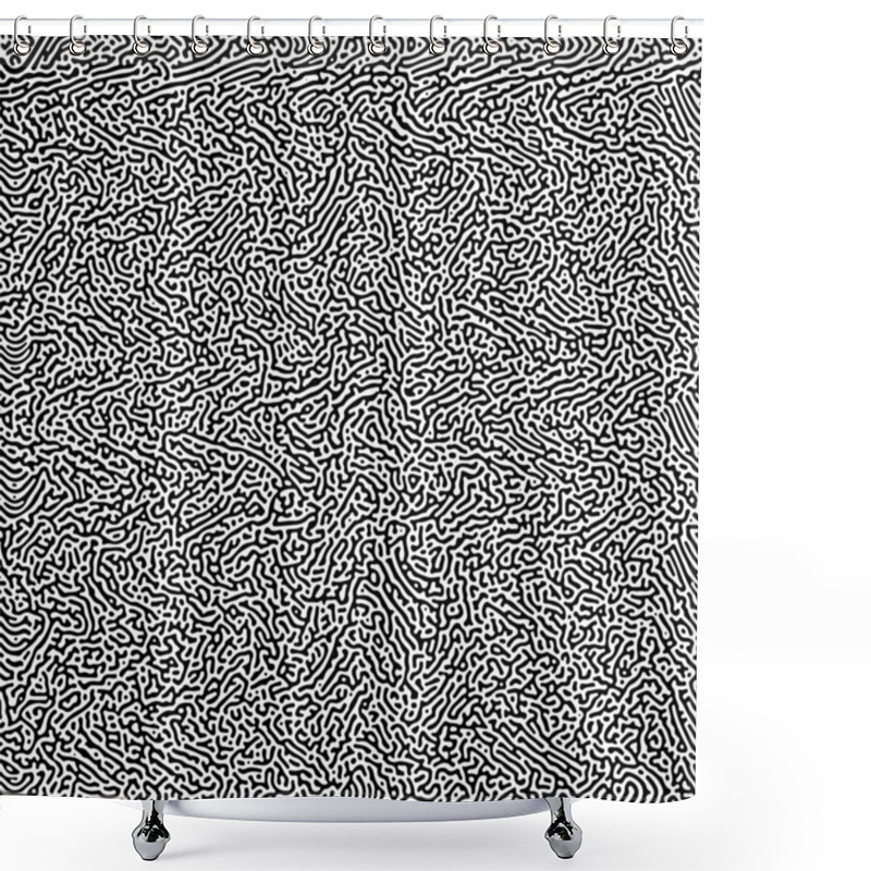 Personality  Cyclic Symmetric Multiscale Turing Pattern. Monochrome Texture Shower Curtains