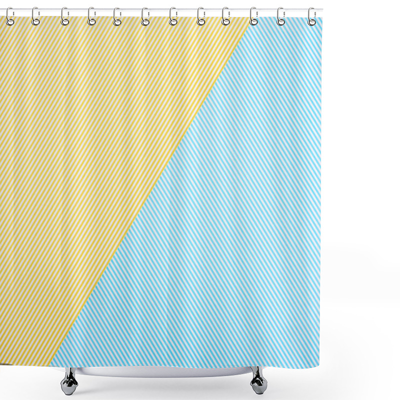 Personality  Pattern Of Yellow And Blue Striped Backgrounds Shower Curtains