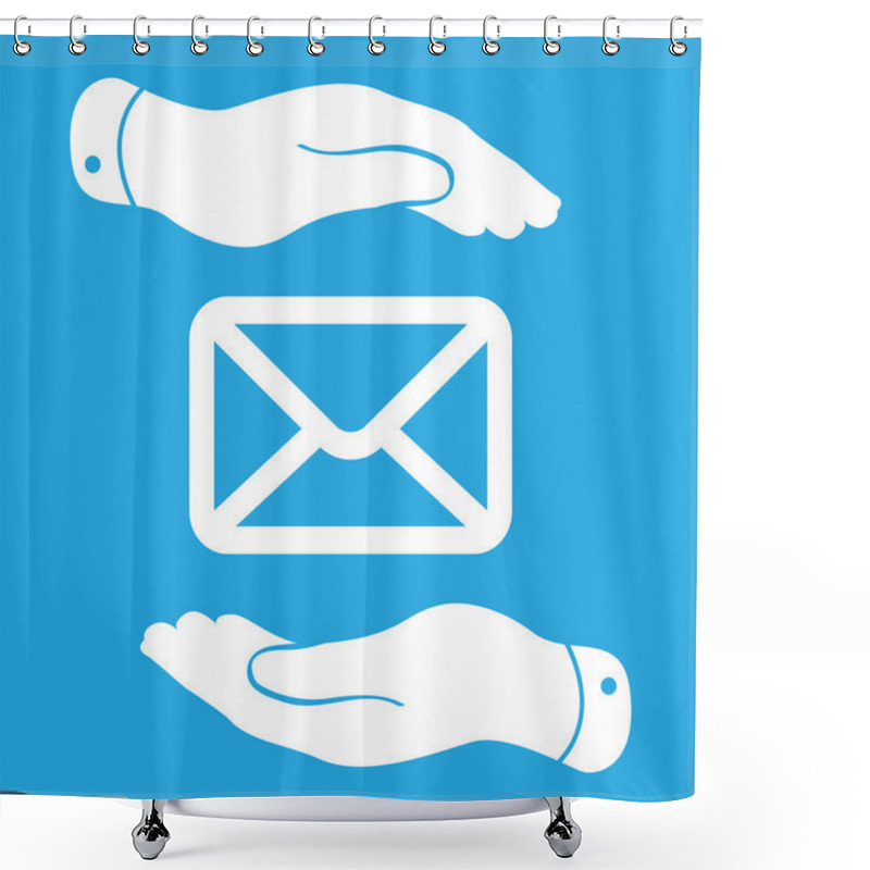 Personality  Two Hands And Message Icon Shower Curtains