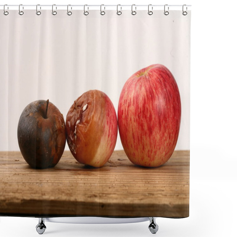 Personality  Apples Putrefaction Three Red Apples Rot Shower Curtains