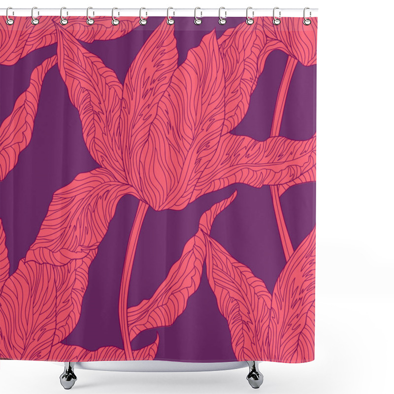 Personality  Seamless Vector Texture With Floral Pattern Shower Curtains