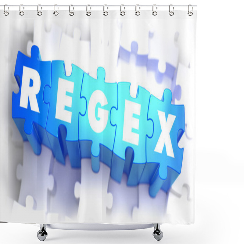 Personality  Regex - Text On Blue Puzzles. Shower Curtains