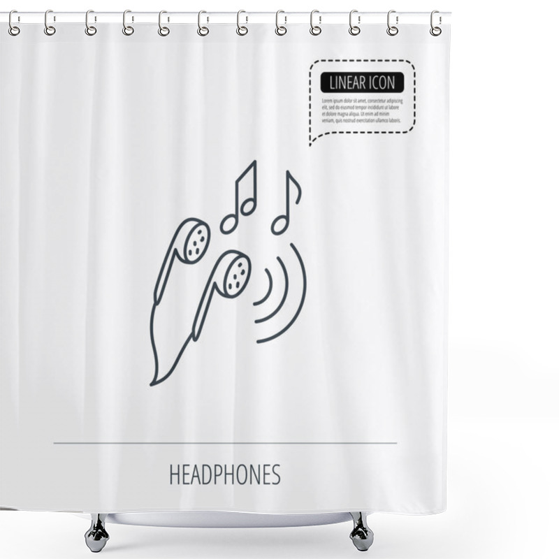 Personality  Headphones Icon. Musical Notes Signs. Shower Curtains