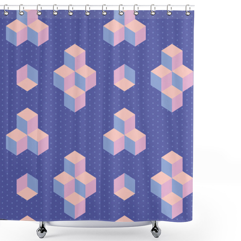 Personality  Abstract Geometric Pattern With Cubes Shower Curtains