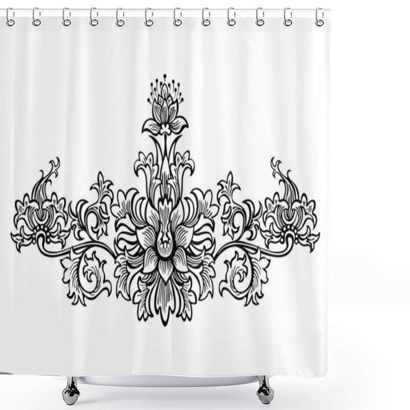 Personality  Swirling Elements For Design Flowers And Ornaments Floral Shower Curtains