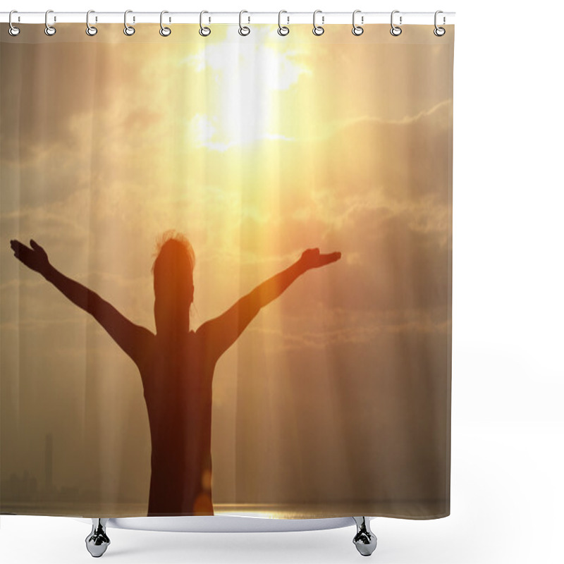 Personality  Woman Open Arms Shower Curtains