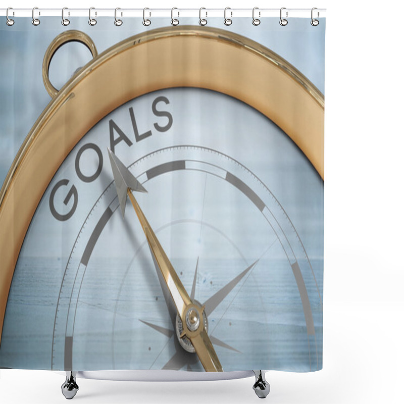 Personality  Composite Image Of Compass Pointing To Goals Shower Curtains