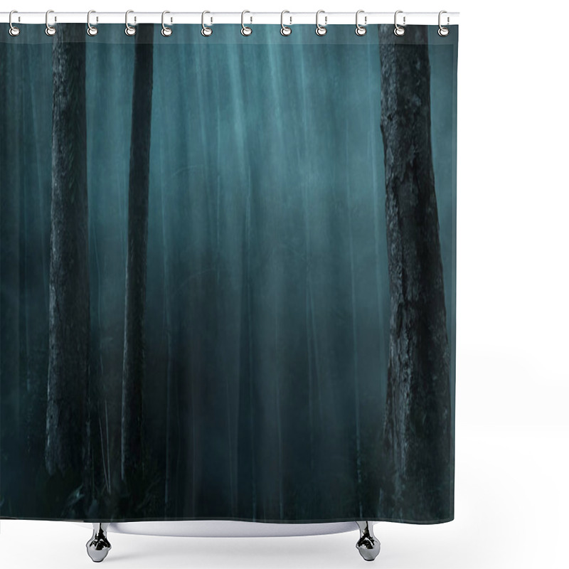 Personality  Dark Forest At Night Background Shower Curtains