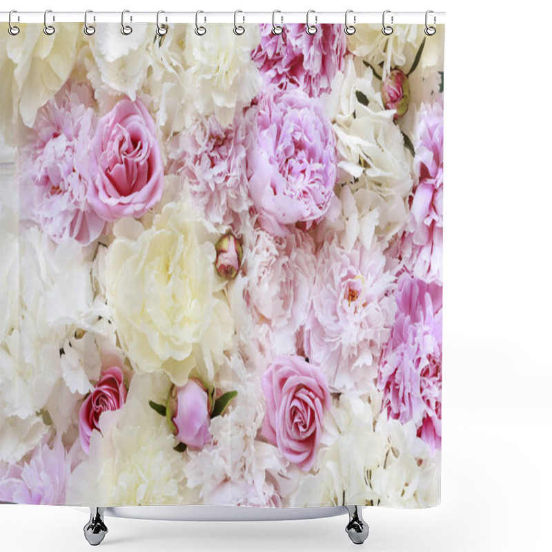 Personality  Flower Background With Peonies, Roses And Hortensias.  Shower Curtains