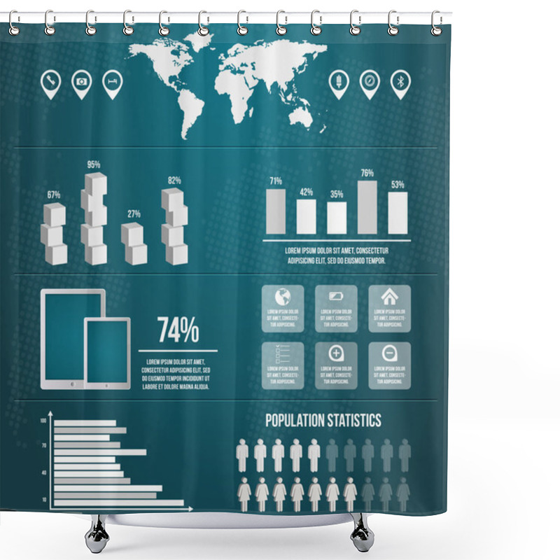 Personality  Infographics With A Population Shower Curtains