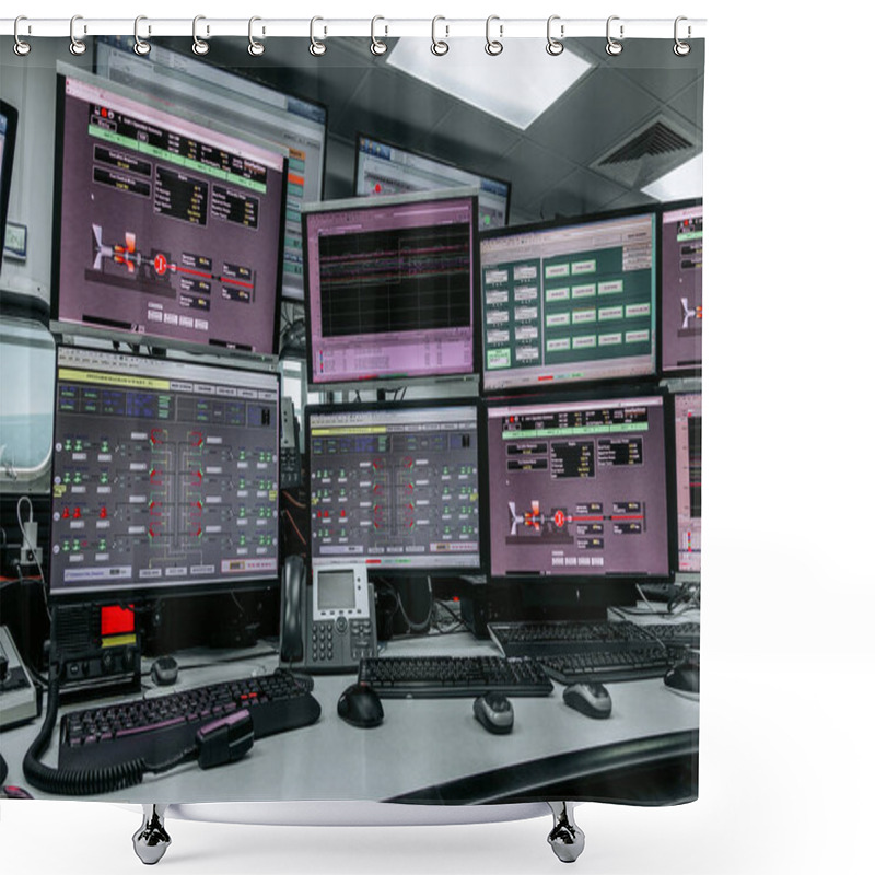 Personality  Process Control In The System Monitoring Room Or Control Room Work On Many Monitor. Facility Is Full Of Screens Showing Plant Process. Shower Curtains