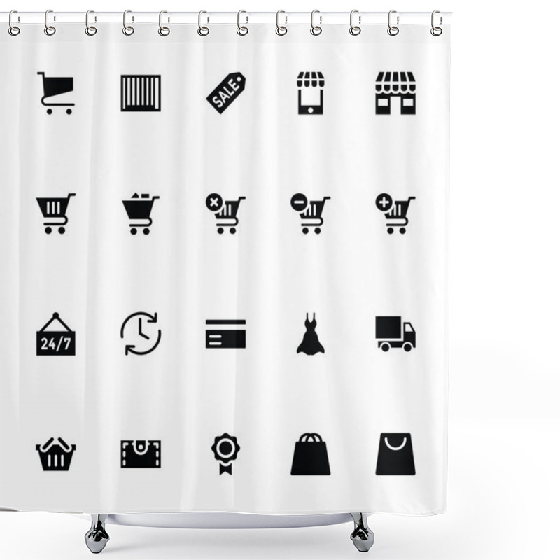 Personality  Shopping Vector Icons 5 Shower Curtains