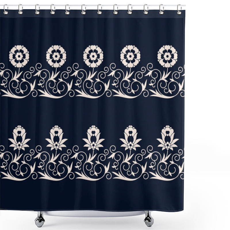 Personality  Seamless Vector Of Two Floral Borders. Seamless Template In Swatch Panel Shower Curtains