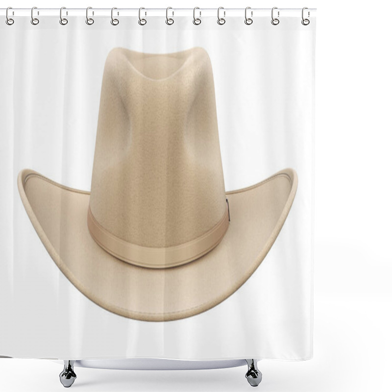 Personality  Front View Of Cowboy Hat Isolated On White Background - 3D Illustration Shower Curtains